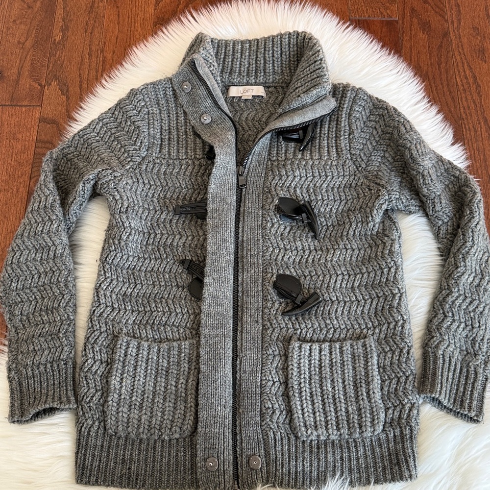 Loft Gray Toggle Knit Cardigan - image 6